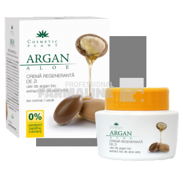 Cosmetic Plant Crema regeneranta de zi cu ulei de argan bio si extract bio de aloe vera ten normal/uscat 50 ml