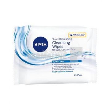 Nivea 81121 Servetele demachiante revigorante 3 in 1 ten normal 25 bucati