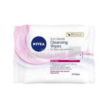 Nivea 81906 Servetele demachiante delicate 3 in 1 ten uscat 25 bucati