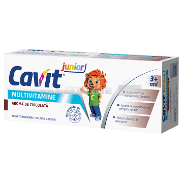 Biofarm Cavit Junior ciocolata 20 tablete masticabile