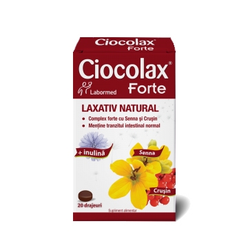 CIOCOLAX FORTE, 20 drajeuri, Labormed,Supliment alimentar cu un puternic efect laxativ stimulant