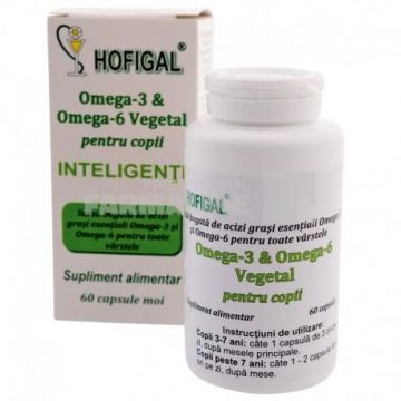 Omega 3 si Omega 6 Vegetal pentru copii 60 capsule moi