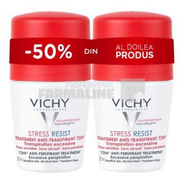 Vichy Stress Resist Deodorant roll-on antiperspirant 72h 50 ml 1 + 1 50% din al II lea