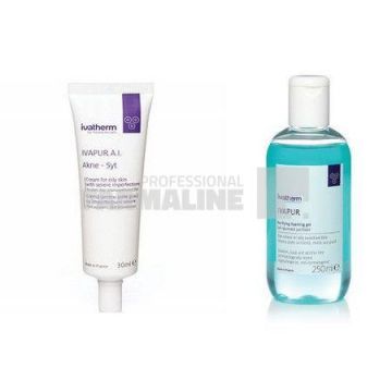 Ivatherm Pachet Ivapur A.I. Crema 30 ml + Ivapur Gel curatare 250 ml 75% din al II-lea