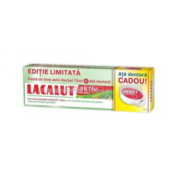 Lacalut aktiv herbal pasta de dinti 75 ml + ata dentara Cadou
