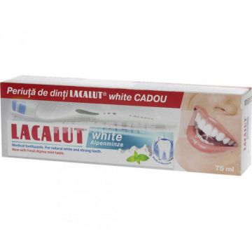 Lacalut White Alpenminze Pasta de dinti 75 ml + Lacalut White Periuta de dinti Cadou