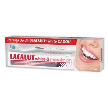 Lacalut White & Repair Pasta de dinti 75 ml + Periuta de dinti White Cadou