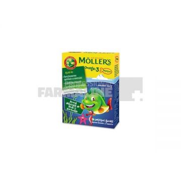 Moller's Omega3 Pestisori gumati capsuni + lamaie verde 36 bucati