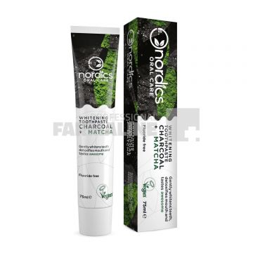 Nordics Pasta de dinti Whitening carbune activ si ceai verde matcha 75 ml