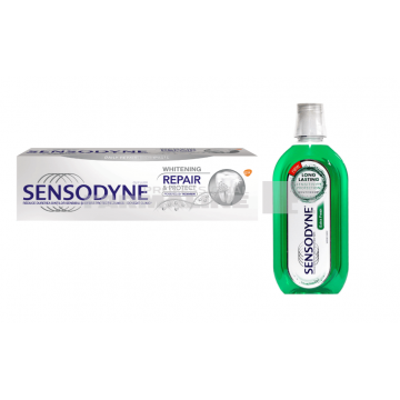 Sensodyne Pachet Pasta dinti Repair & Protect - Whitening 75 ml + Apa Extra Fresh 500 ml Promo