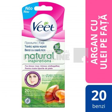 Veet Natural Inpirations Benzi de ceară rece pentru faţă cu ulei de argan 10 bucati