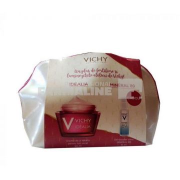 Vichy Pachet Idealia Crema de zi pentru ten normal mixt 50 ml + Mineral 89 Gel-booster zilnic cu efect de fortifiere și reumplere 10 ml Cadou