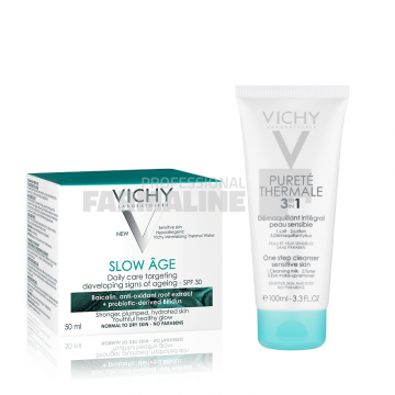Vichy Pachet Slow Age crema zi pentru ten normal-uscat 50 ml + Purete Thermale 3 in 1 100 ml