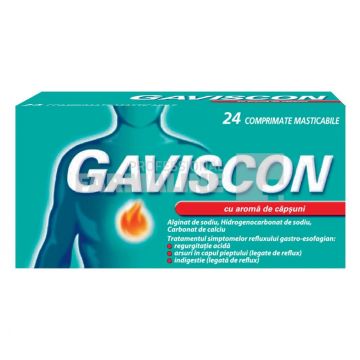 Gaviscon cu aroma de capsuni 24 comprimate masticabile