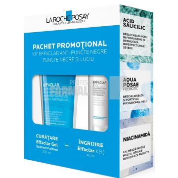 La Roche Posay Pachet Effaclar Crema pentru tenul gras 40 ml + Effaclar Gel spumant purifiant pentru piele grasa si sensibila 200 ml