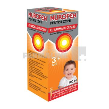 Nurofen Suspensie pentru copii cu aroma de capsuni 100 ml