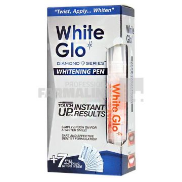 White Glo Diamond Pen pentru albire 2.5 ml + 7 benzi de albire