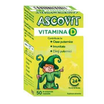 Ascovit Vitamina D 50 comprimate masticabile