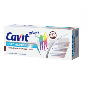 Cavit Adulti Multivitamine fara zahar cu aroma de ciocolata 20 tablete masticabile