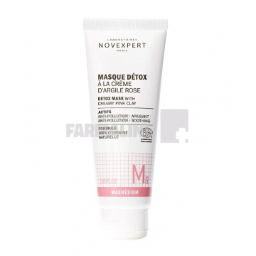 Novexpert Masca Detox cu argila roz,textura cremoasa - magnesium 75 ml