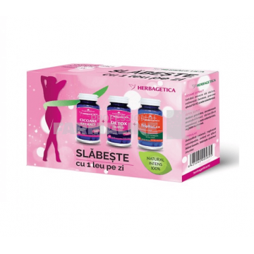Slabeste cu 1 leu pe zi Pachet: Cicoare extract 60 capsule + Detox Suplu 60 capsule + Triphalax 60 capsule