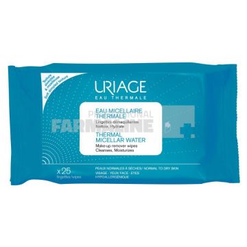 Uriage Servetele umede demachiante cu apa micelata termala ten normal-uscat 25 bucati