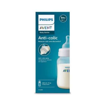 Biberon anti-colici, tetina debit 2, 1luna+, SCY103/01, 260 ml, Philips Avent