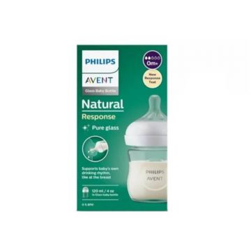 Biberon din sticla Natural Response, 0 luni +, 120 ml, Philips Avent