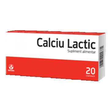 Calciu lactic 500mg - 20 comprimate Biofarm