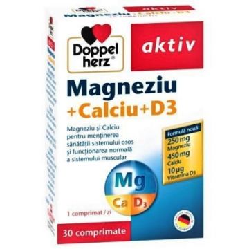 Doppelherz Aktiv Magneziu+Calciu+D3 - 30 comprimate