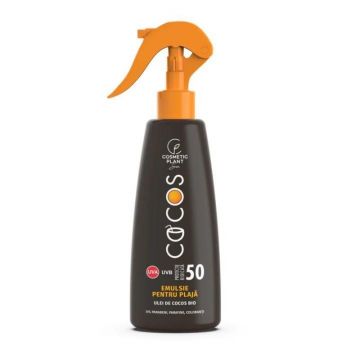 Emulsie plaja COCOS cu ulei de cocos bio, SPF50, 200ml, Cosmetic Plant