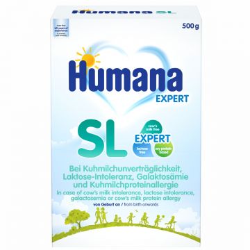 Formula de lapte speciala fara lactoza SL Expert de la nastere, 500g, Humana