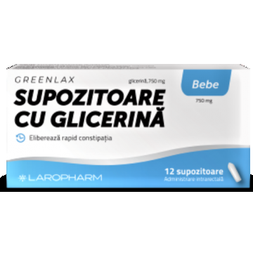 GreenLax supozitoare cu glicerina pentru bebelusi - 12 supozitoare Laropharm