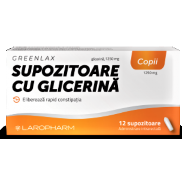 GreenLax supozitoare cu glicerina pentru copii - 12 supozitoare Laropharm