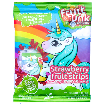 Gustare din fructe cu capsuni Unicorn, 100g, Fruit Funk