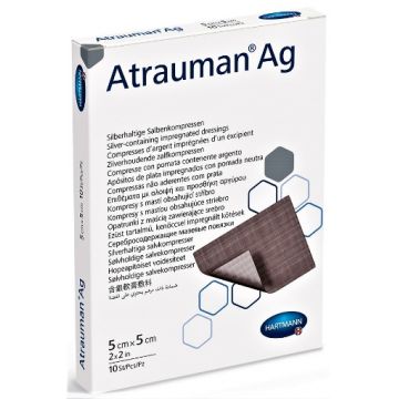 Hartmann Atrauman Ag comprese cu unguent neutru si ioni de Argint 5cm/5cm - 10 bucati
