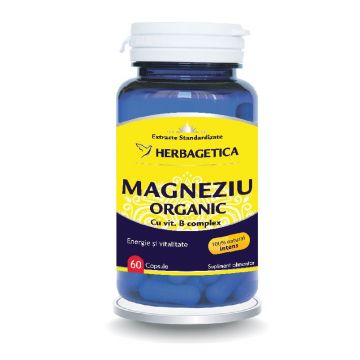 Herbagetica Magneziu Organic cu vit. B complex x 60 de capsule 1+1CU 50%REDUCERE