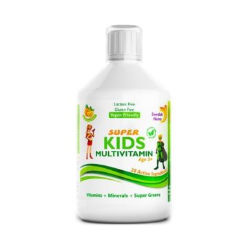 Multivitamine Lichide pentru copii Super Kids cu 28 ingrediente, 500ml, Swedish Nutra