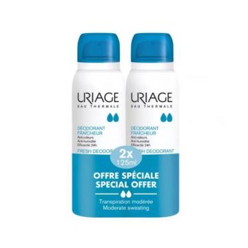 Pachet Deodorant spray cu piatra de alaun, 2x125 ml, Uriage