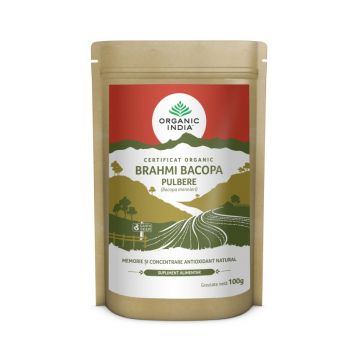 Pulbere tonic cerebral si memorie Brahmi-Bacopa, 100g, Organic India