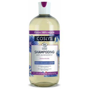 Sampon bio anti-ingalbenire par alb gri sau blond cu extract de albastrele, 500ml, Coslys