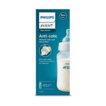 Biberon anti-colici, tetina debit lent, 3luni+, SCY106/01, 330 ml, Philips Avent