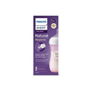 Biberon Natural Response, 1 luna +, roz, 260 ml, Philips Avent