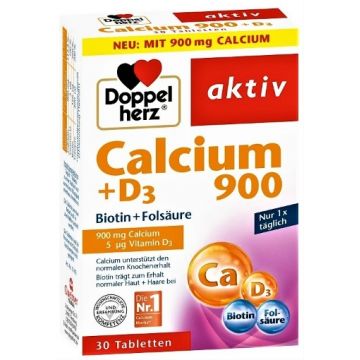 Doppelherz Aktiv Calciu 900 + D3 + biotina + acid folic - 30 comprimate