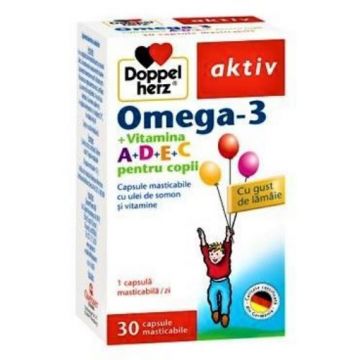Doppelherz Aktiv Omega 3 + vitamina A + D + E + C pentru copii - 30 capsule