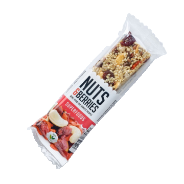 Baton crocant ECO cu nuci physalis si goji Superfoods, 40g, Nuts & Berries