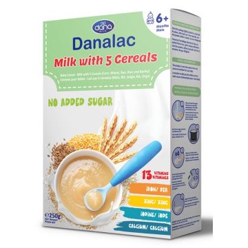 Cereale 5 Cereale cu lapte 6m+, 250g, Danalac