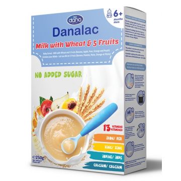 Cereale Grau & Fructe cu lapte 6m+, 250g, Danalac