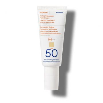 Crema colorata pentru fata cu protectie solara SPF 50 Yoghurt Sun, 40ml, Korres