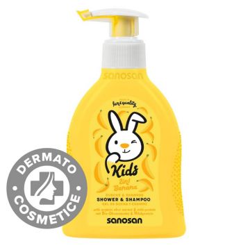 Gel de dus si sampon 2in1 cu aroma de banane Kids, 200ml, Sanosan